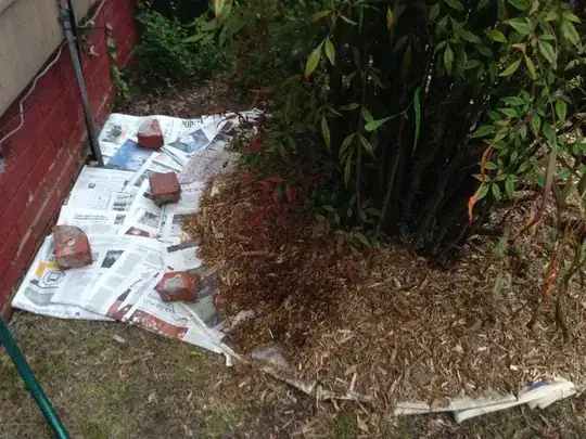 Newspapers under mulch