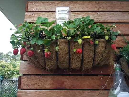 vertical planter with open weave bottom