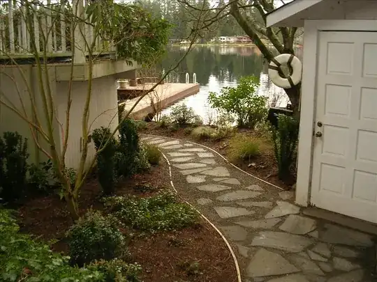 flag stone path set in gravel with 2X4 edger