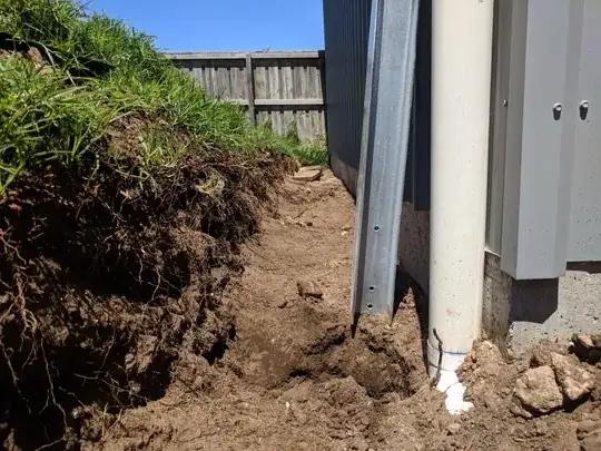 Looking down the length of the proposed wall