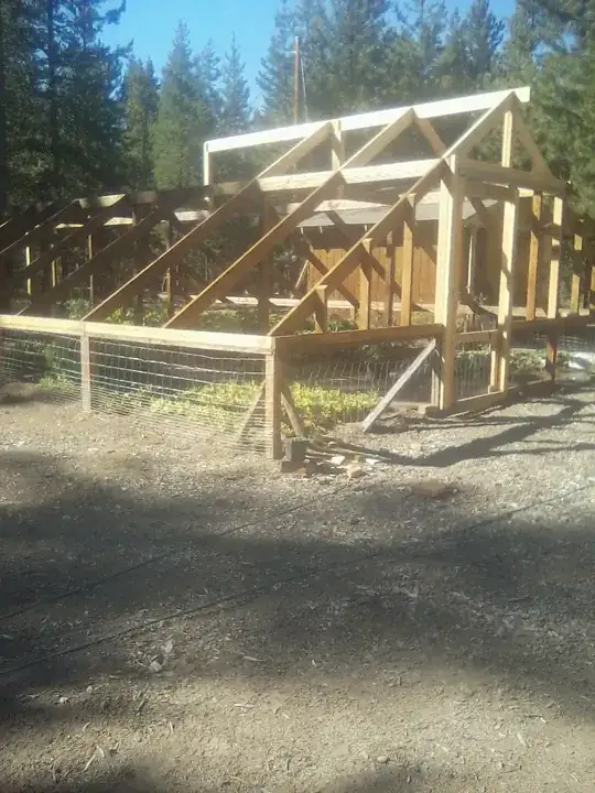 new greenhouse over larger garden and same beds now 4 years old