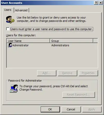 User must enter user name and password to use this computer.