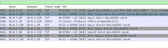 Wireshark OpenSSH started