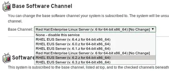 screenshot of RHN showing Base Software Channel drop-down