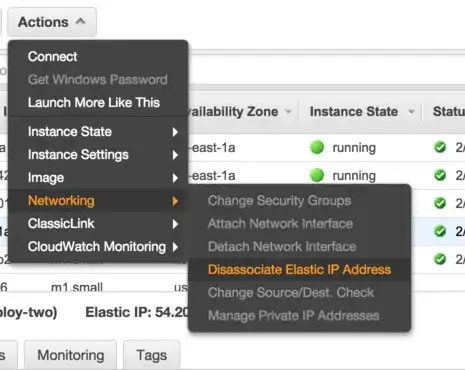 disassociate menu option