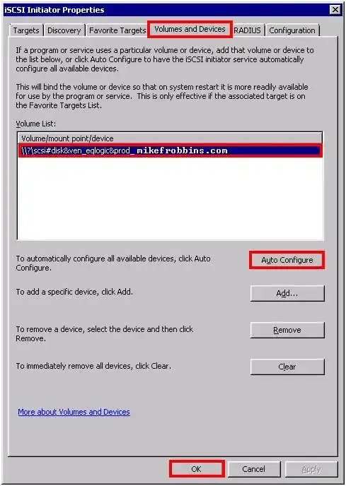 Auto Configure Volumes