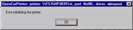 OpenCurPrinter dialog screenshot