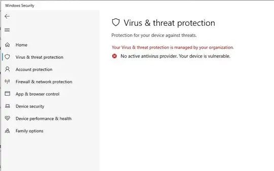 Antivirus disabled