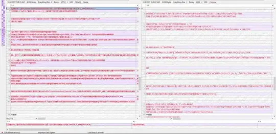 Left side is the downloaded file (40kb). Right side is the server file (24kb).