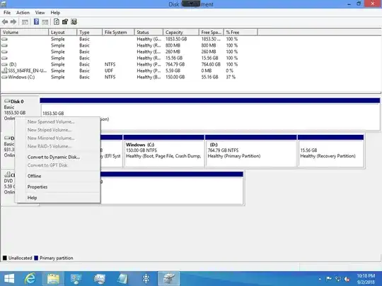 Disk Management screen
