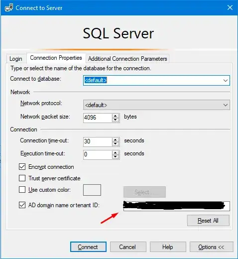 AD domain name or tenant ID option