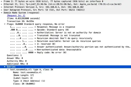 Wireshark screenshot of empty response