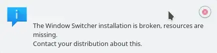 Window/Tasks Switcher error message
