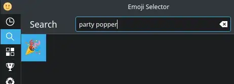 Emoji Selector application showing the party popper emoji
