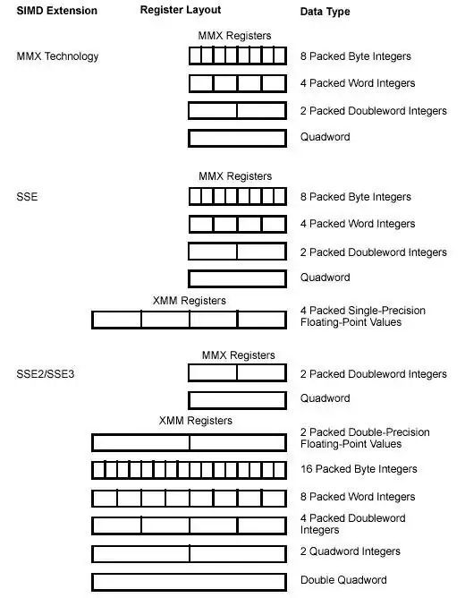 SIMD Extension sets