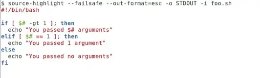 screenshot showing source-highlight output