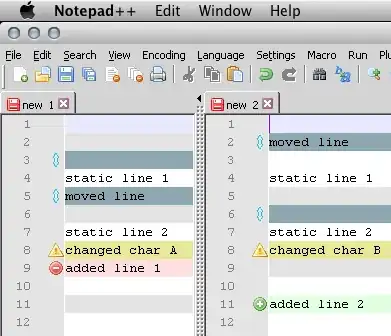 Notepad++ diff'ing moved lines