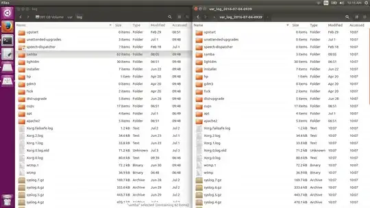 Screenshot with source on the left and destination on the right