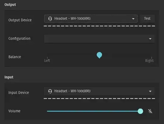 screenshot of my audio setting.