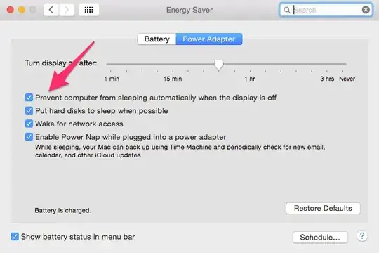 System Preferences, Energy saver, Prevent computer from sleeping automatically when the display is off 