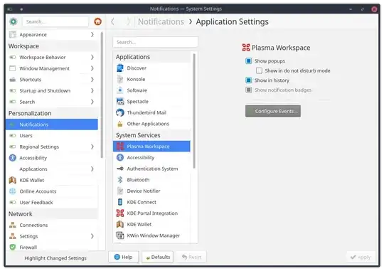Application Settings window