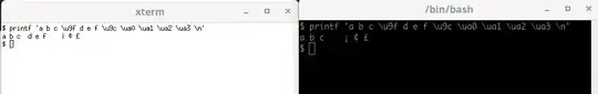 screenshot showing different output in xterm and gnome-terminal