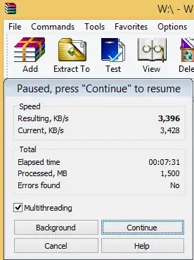 WinRAR with 4 cores enabled