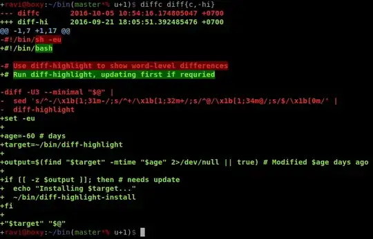 Coloured diff screenshot