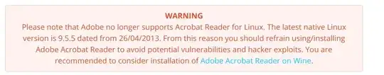 screenshot of the warning about this version of acrobat reader being old
