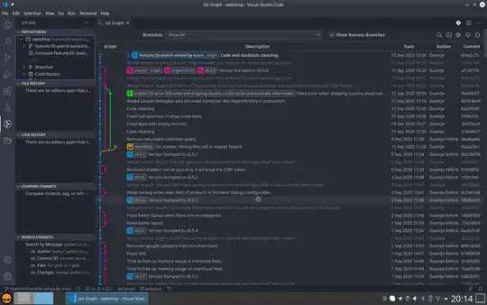 Git Graph (right) and Git Lens (left)