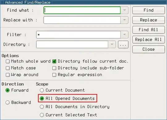 Screenshot of the Advanced Find/Replace dialog
