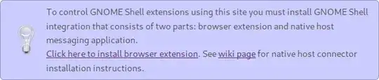 Screenshot of error message: "To control GNOME Shell extensions using this site you must install GNOME Shell integration that consists of two parts: browser extension and native host messaging application. Click here to install browser extension. See wiki page for native host connector installation instructions."