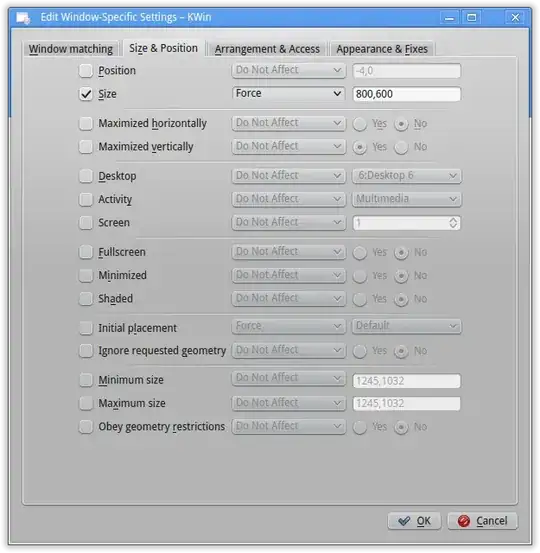Screenshot of window specific settings in kwin