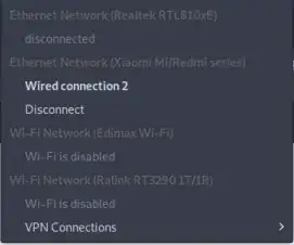 screenshot of network manager