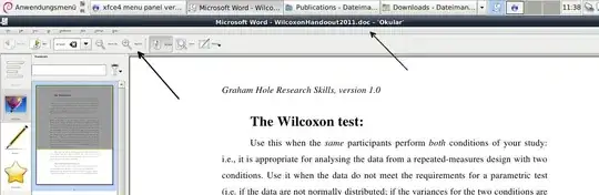 Note the tiny font of the menu compared with the window title (arrows)
