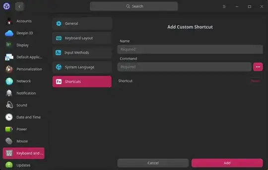 Add custom shortcut dialog