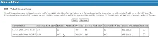 DSL-2540u NAT Virtual Servers