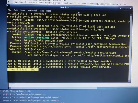 Output of the first command