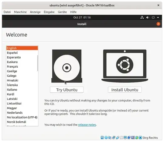 try ubuntu instead of install
