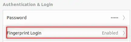 screenshot of fingerprint login in ubuntu settings