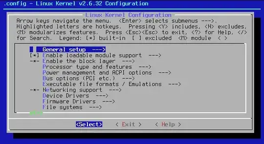 Screen shot of Linux kernel menuconfig tool