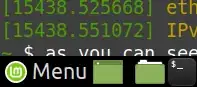 The menu bar covering only the lower half of the words "as you can see" typed into a maximized Terminal window.