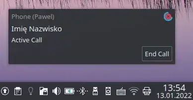 notification shown on new incoming call
