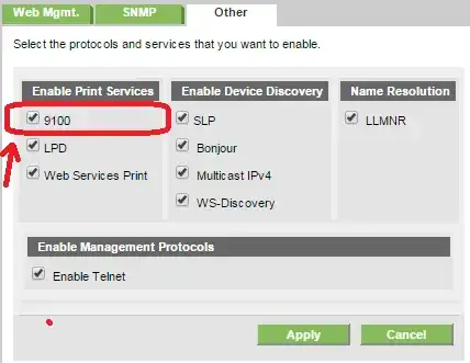 A network printer configuration sample