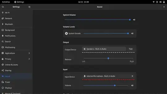 The output audio settings only show the speakers as a source of output.
