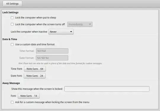 Screen locker settings screenshot