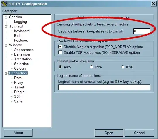 PuTTY Configuration dialog's Connection page