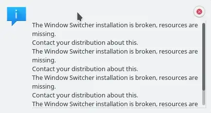 Window/Tasks Switcher multiple error messages