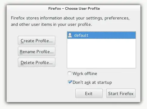 Mozilla Firefox Profile Manager (-P)