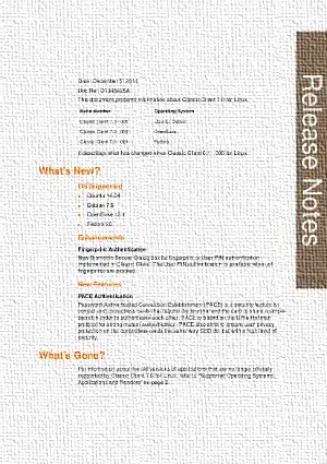 Release notes front page